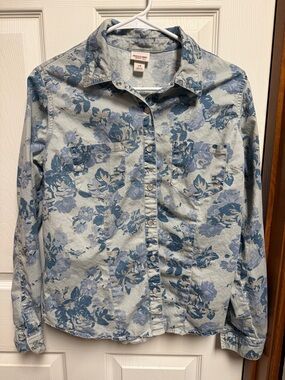 Mossimo Supply Co. Light Blue Floral Button-Up